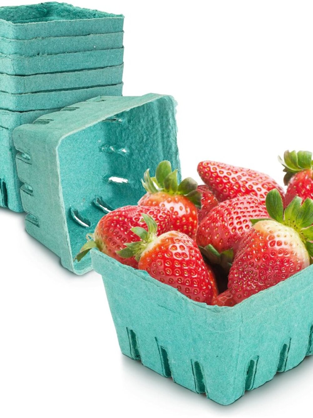44 Pack Pint Green Molded Pulp Fiber Berry Basket Produce Vented Container for F